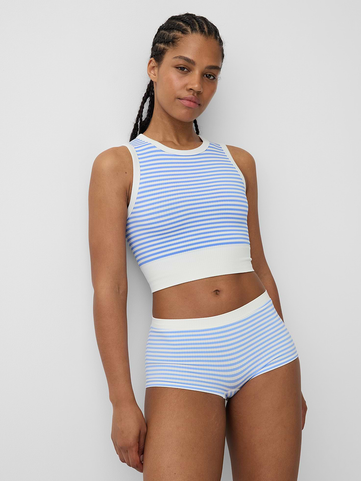 L'image numéro 1 présente Camisole courte côtelée sans coutures