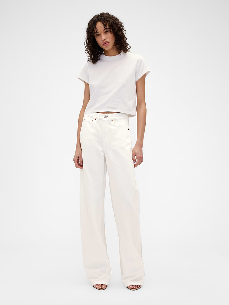 Image 2 of 2, Gap × Victoria Beckham Organic Cotton Logo Crop T-Shirt