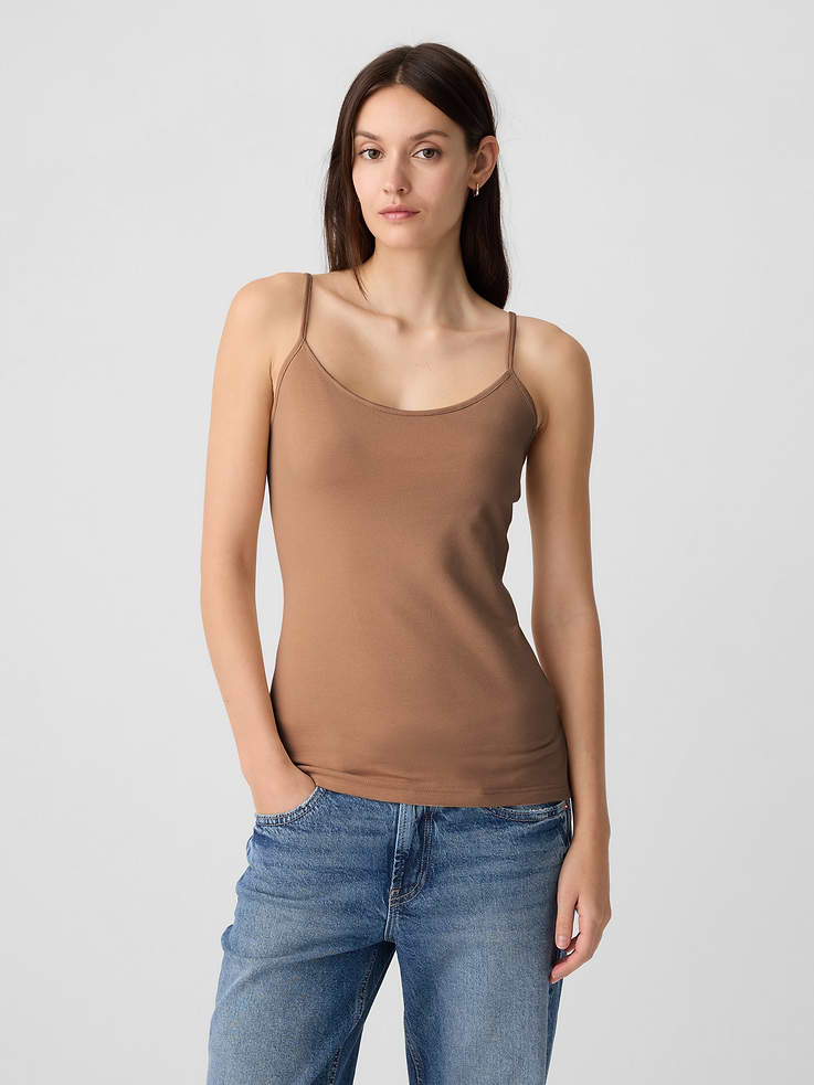 Image 1 of 4, Stretch jersey knit., Adjustable spaghetti straps., Scoopneck., This product was made in a factory that invests in gender equity and women’s empowerment through RISE. Learn more at, Product #679252