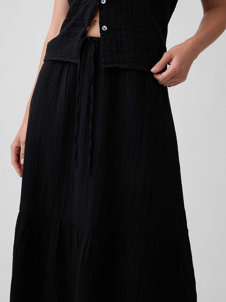 Image number 4 showing, Pull-On Gauze Midi Skirt