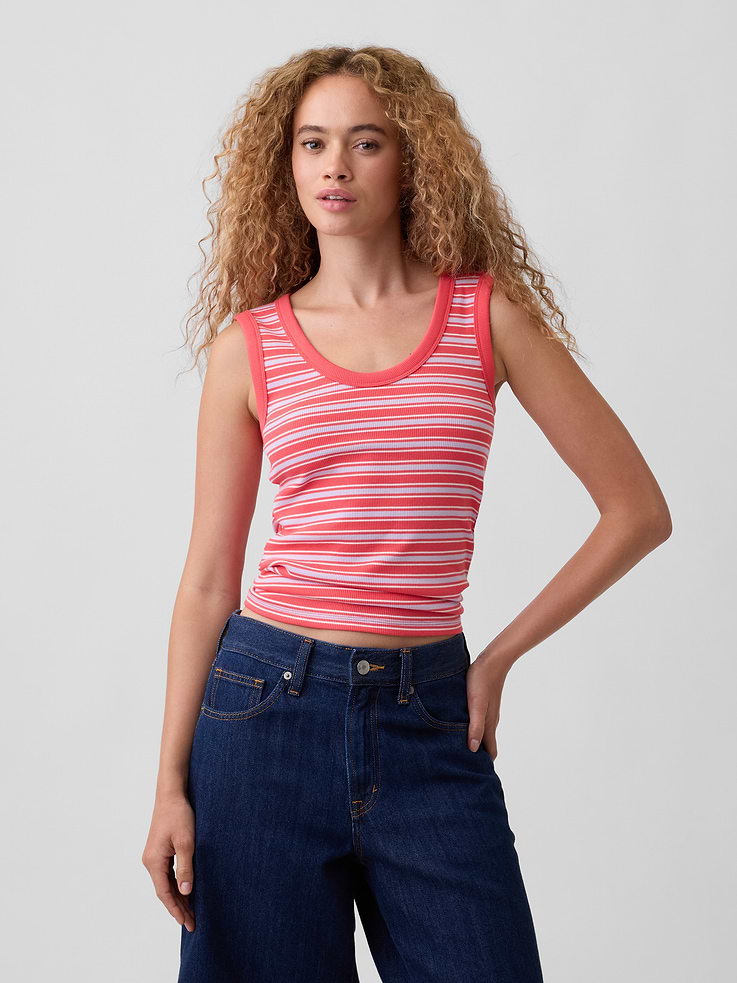 Image number 1 showing, Ribbed Scoopneck Tank Top