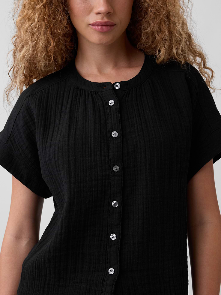 Image number 4 showing, Relaxed Button-Up Gauze Top