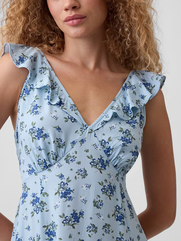 Ruffle V-Neck Maxi Dress