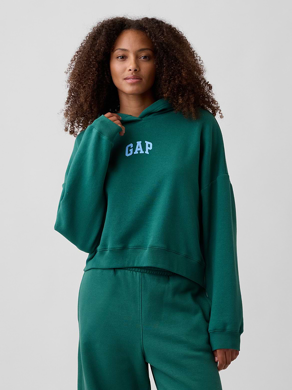 Relaxed Gap Mini-Logo Cropped Hoodie
