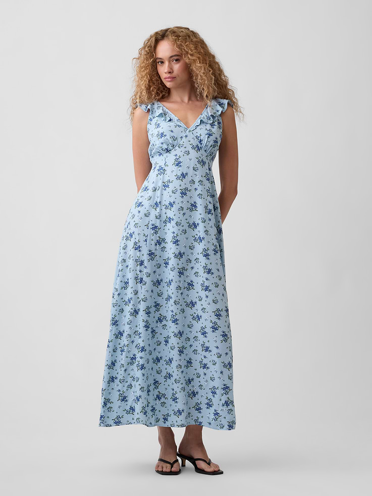 Image number 1 showing, Ruffle V-Neck Maxi Dress