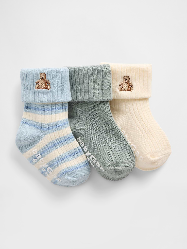 Image number 1 showing, Baby Foldover Rib Socks (3-Pack)