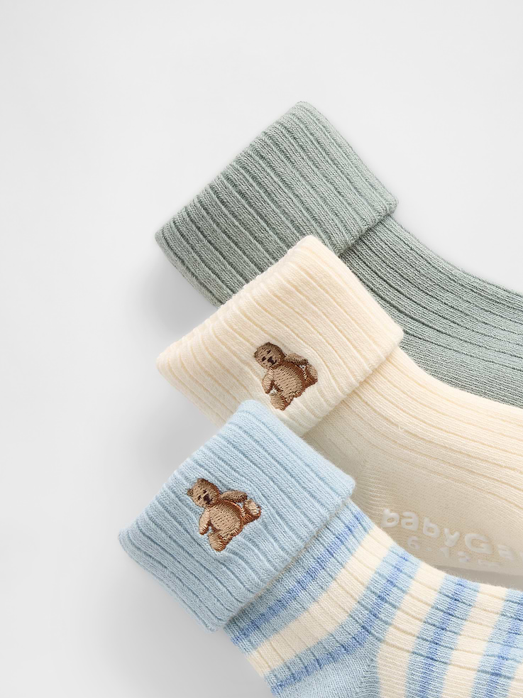 Image number 2 showing, Baby Foldover Rib Socks (3-Pack)