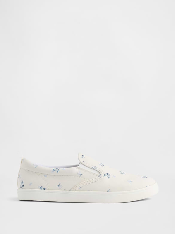 Kids Floral Slip-On Sneakers