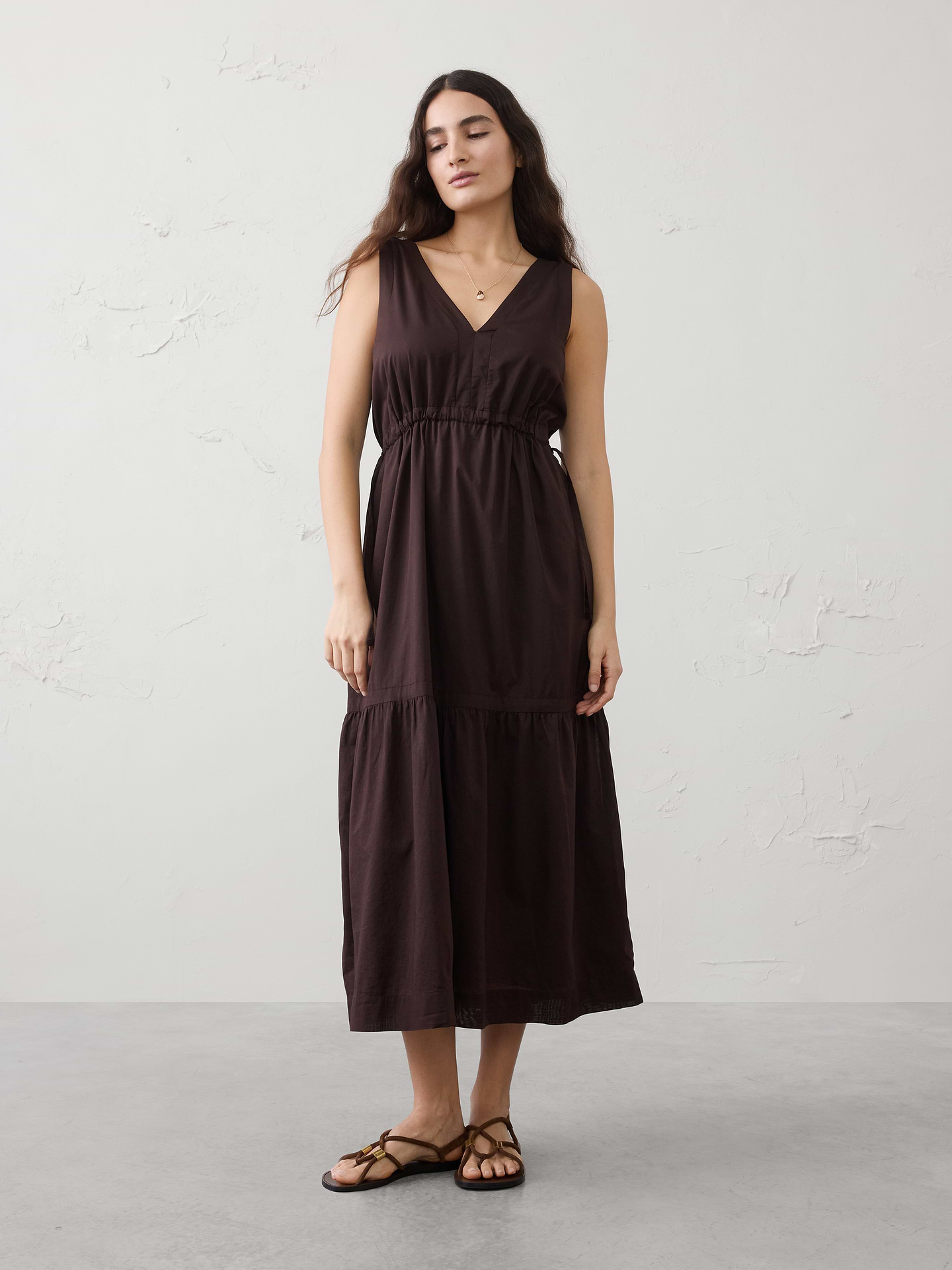 Image number 1 showing, Voile Side-Tie Maxi Dress