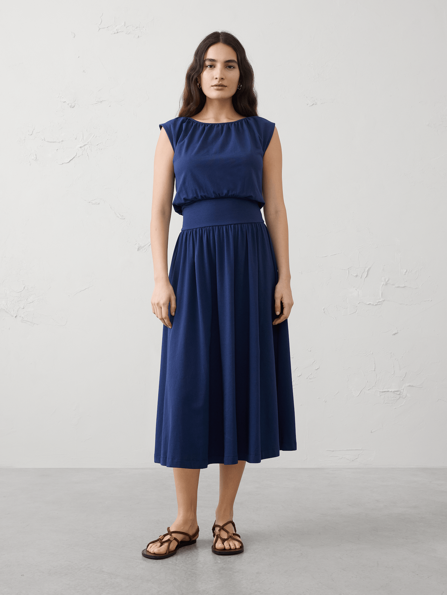 Image number 1 showing, Knit Blouson Midi Dress