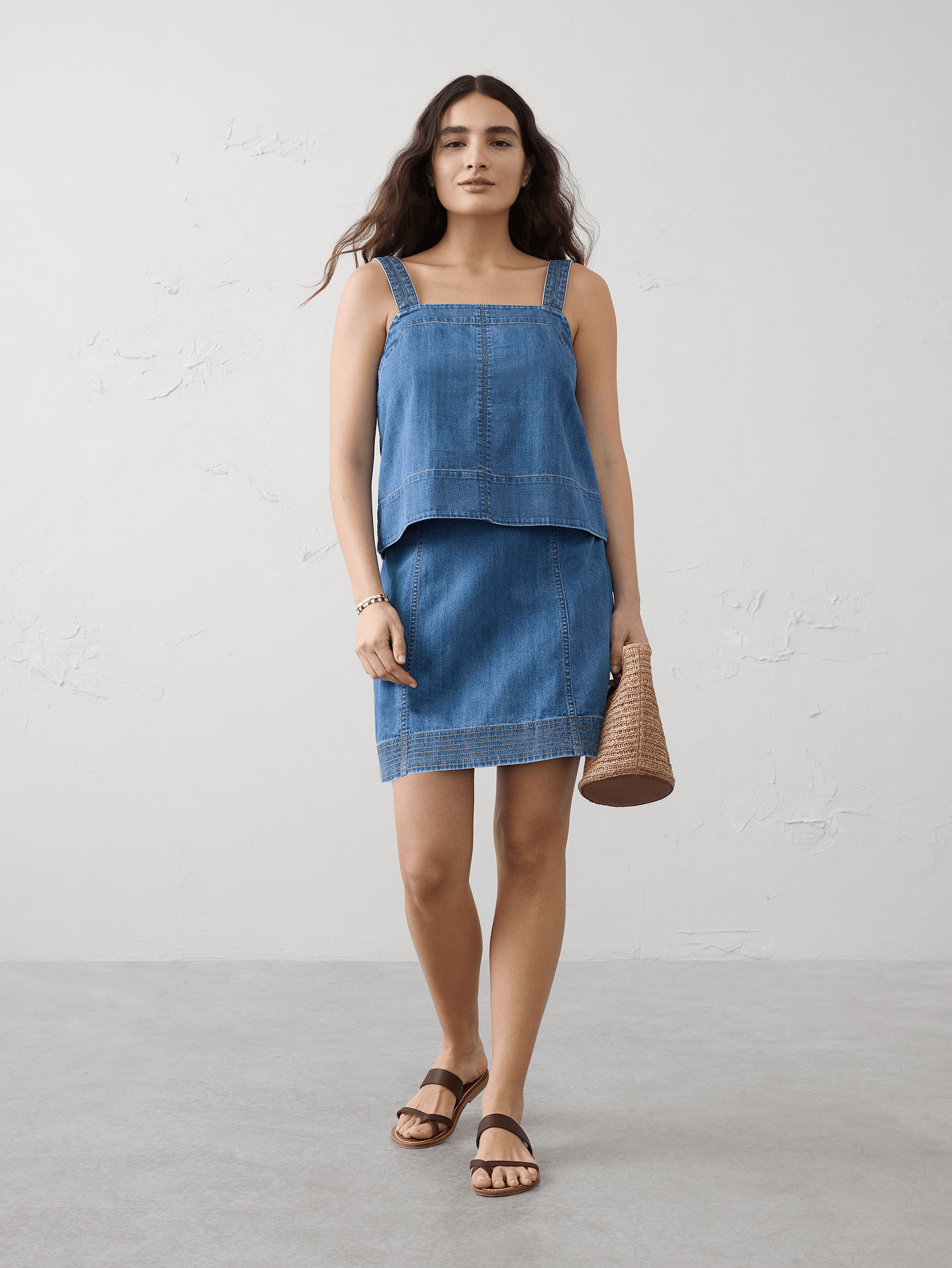 Image number 1 showing, Denim Trapunto Tank