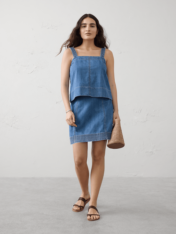 Denim Trapunto Tank