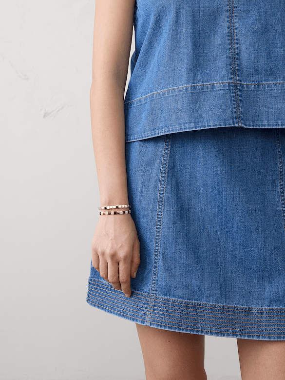 Denim Trapunto Mini Skirt