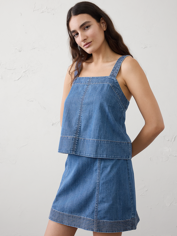 Denim Trapunto Tank
