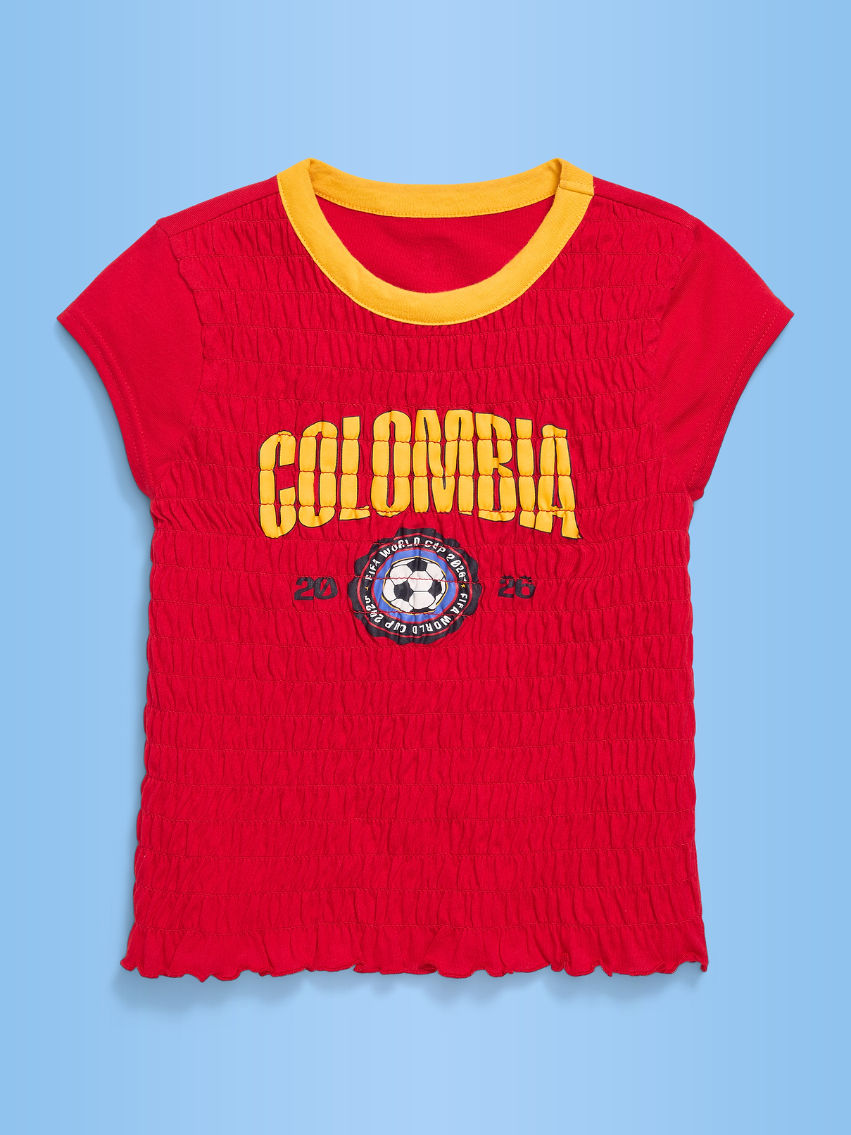 Image number 1 showing, FIFA World Cup 26™ Colombia Smocked Graphic T-Shirt for Girls