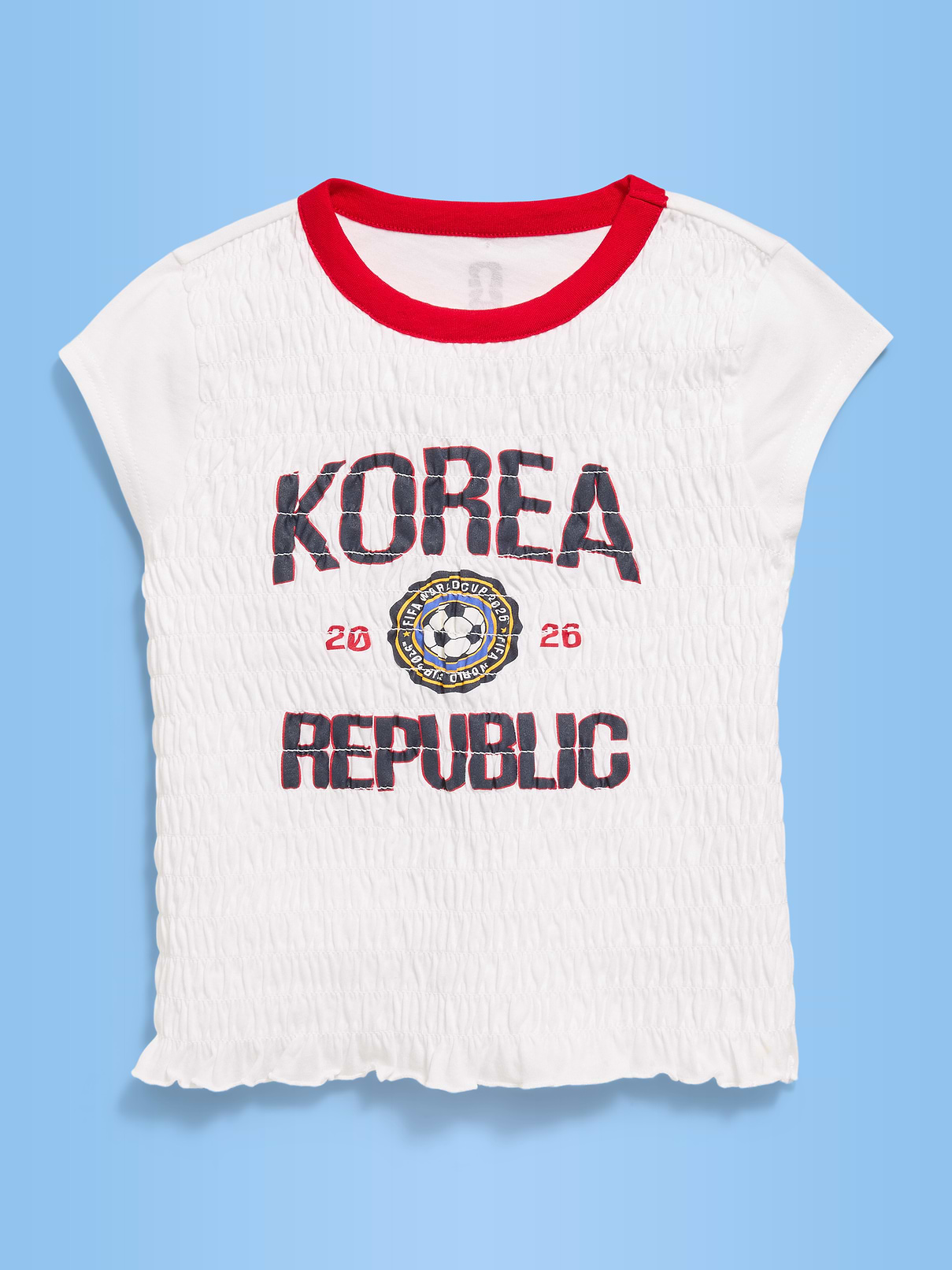 Image number 1 showing, FIFA World Cup 26™ Korea Republic Smocked Graphic T-Shirt for Girls