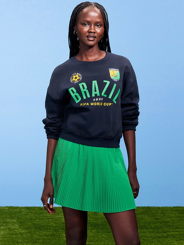 Chandail en coton ouaté surdimensionné à imprimé Coupe du Monde de la FIFA 26™, Brésil pour femme