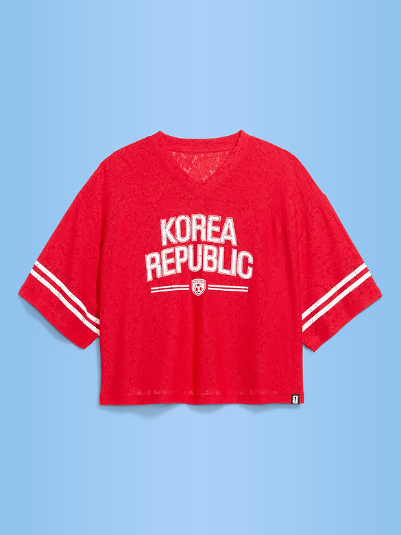 FIFA World Cup 26™ Korea Republic Boxy Lace V-Neck T-Shirt for Women
