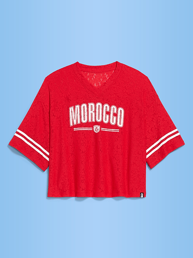 Image number 1 showing, FIFA World Cup 26™ Morocco Boxy Lace V-Neck T-Shirt for Women