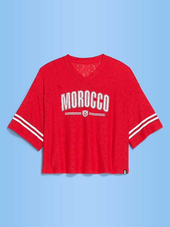 FIFA World Cup 26™ Morocco Boxy Lace V-Neck T-Shirt for Women