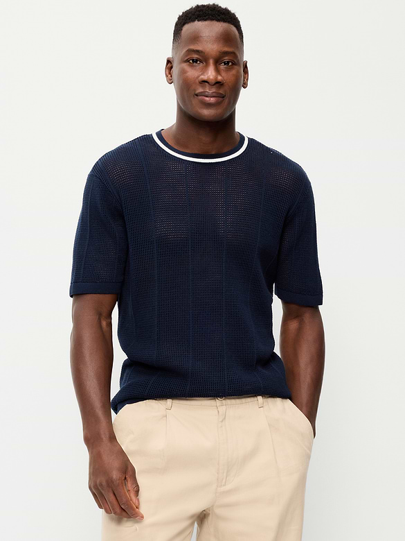 Relaxed Mesh-Knit T-Shirt