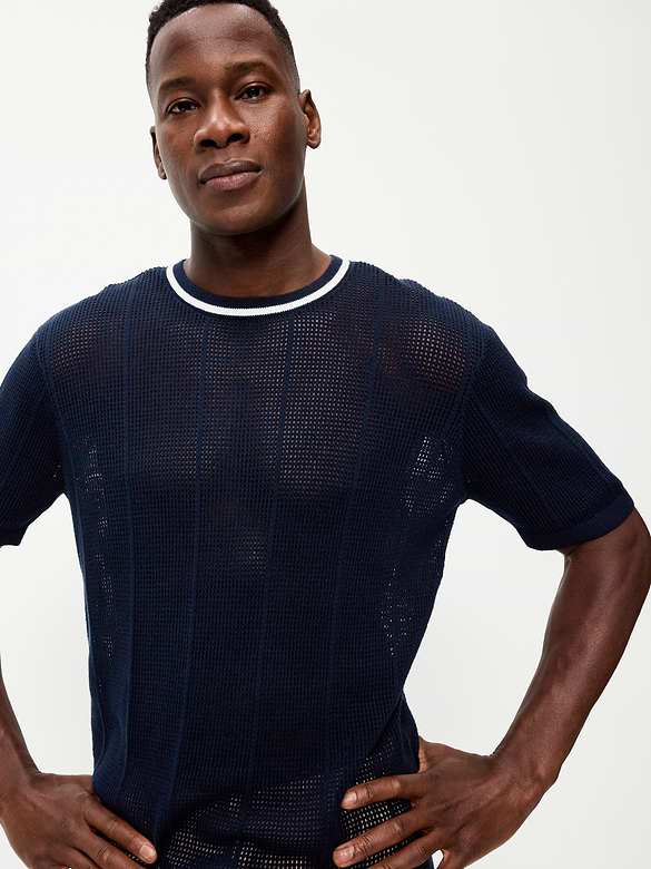 Relaxed Mesh-Knit T-Shirt
