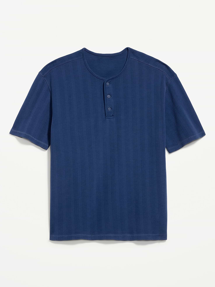 L'image numéro 4 présente T-shirt henley en tissu épais