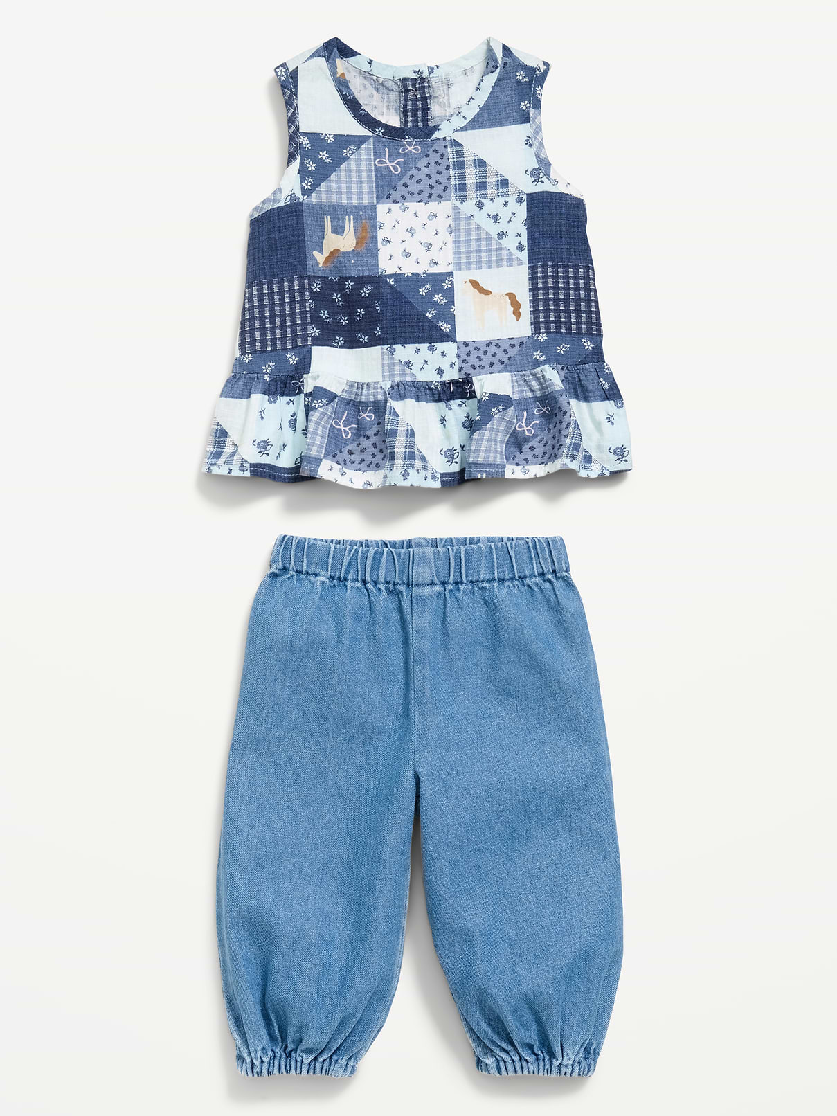 Image number 2 showing, Sleeveless Patchwork Top and Pants Set for Baby