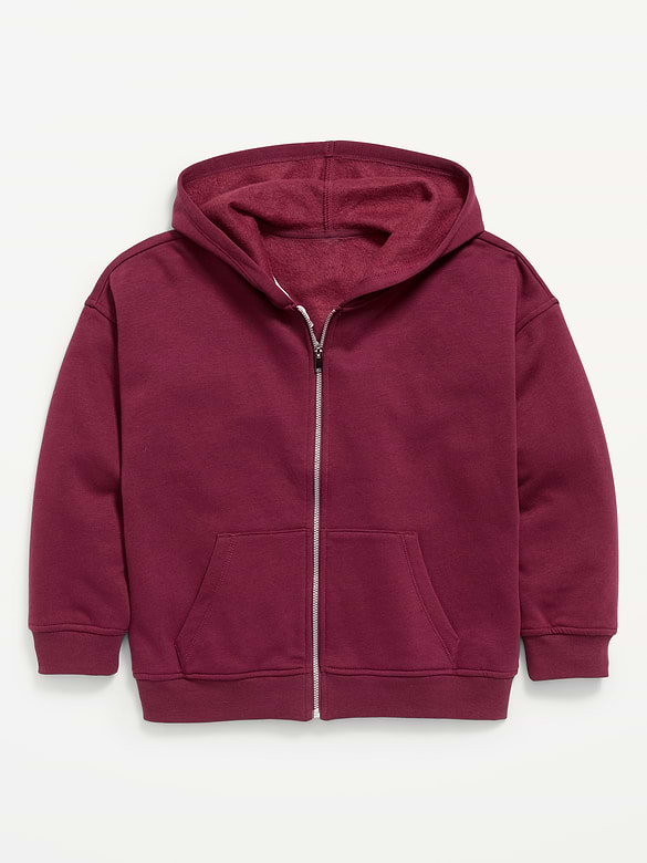 Oversized Fleece Full-Zip Hoodie for Girls