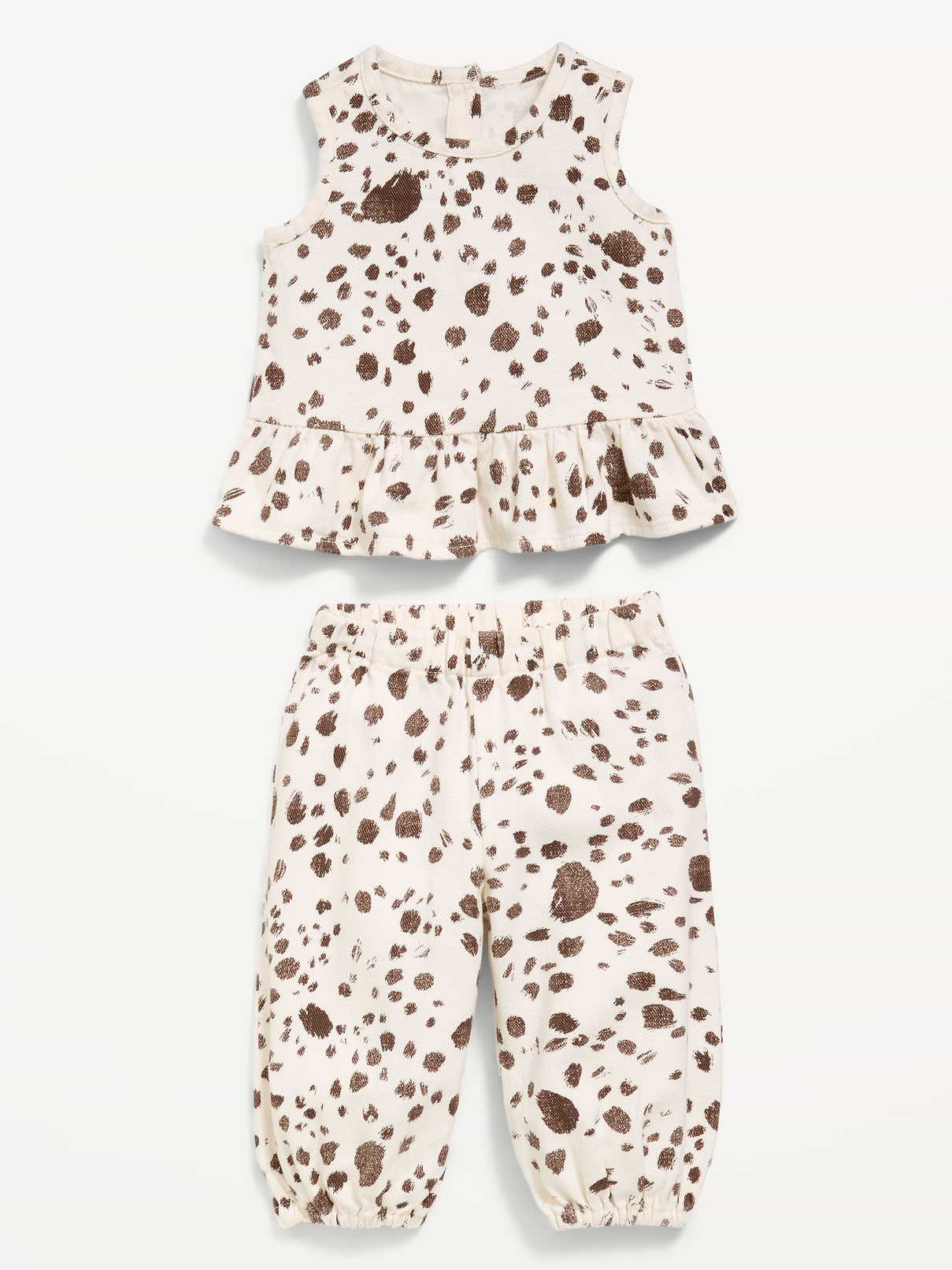 L'image numéro 2 présente Ensemble pantalon et haut sans manches à motif pour bébé