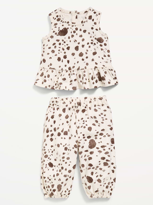 Printed Sleeveless Top and Pants Set for Baby