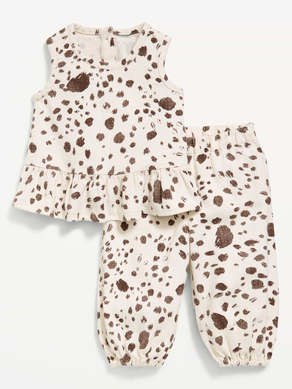 L'image numéro 1 présente Ensemble pantalon et haut sans manches à motif pour bébé