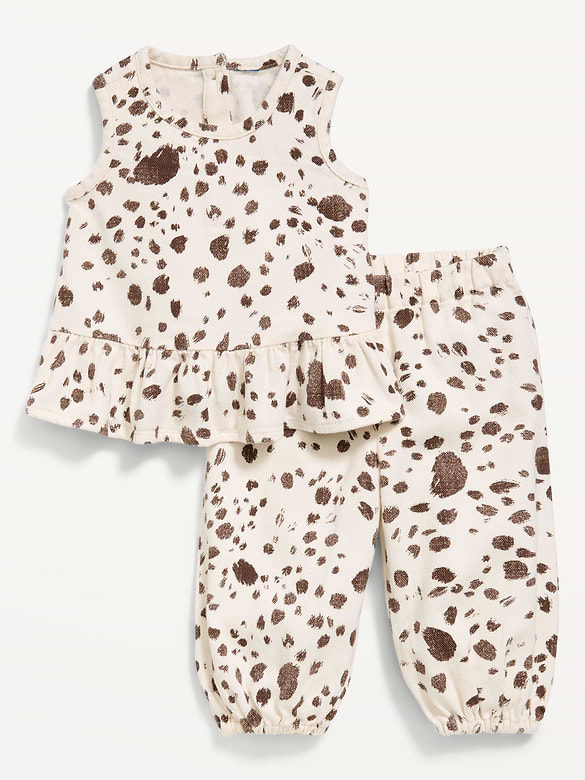 Printed Sleeveless Top and Pants Set for Baby