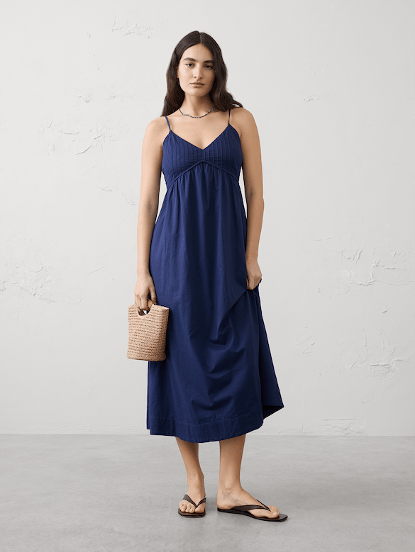 Pleated Voile Long Midi Dress