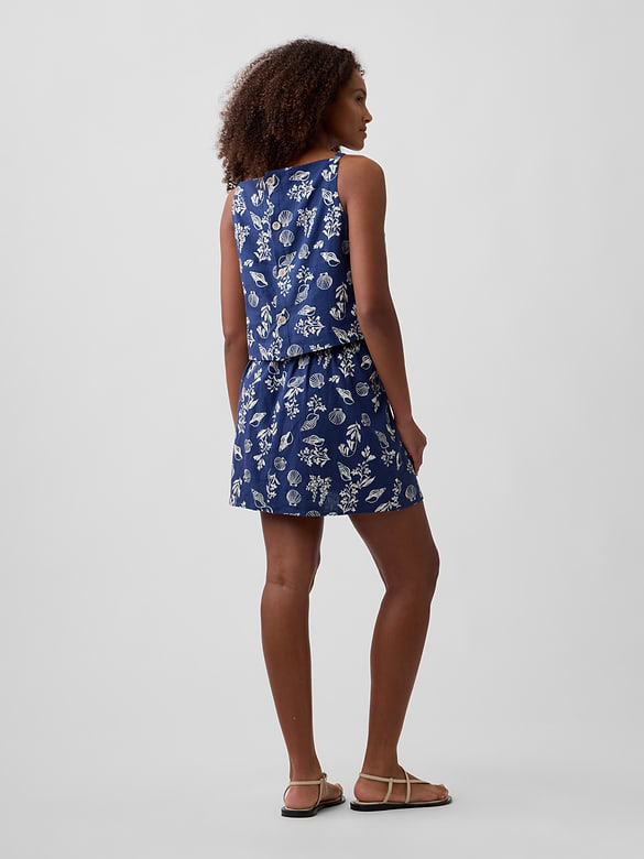 Linen-Blend Pull-On Mini Skirt