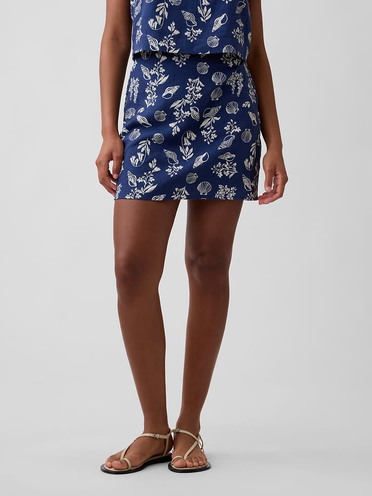 Image number 3 showing, Linen-Blend Pull-On Mini Skirt