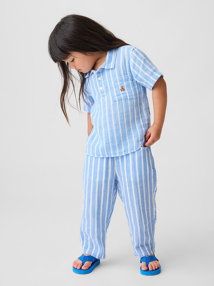 Image number 2 showing, Baby & Toddler Cotton Gauze Pull-On Barrel Pants