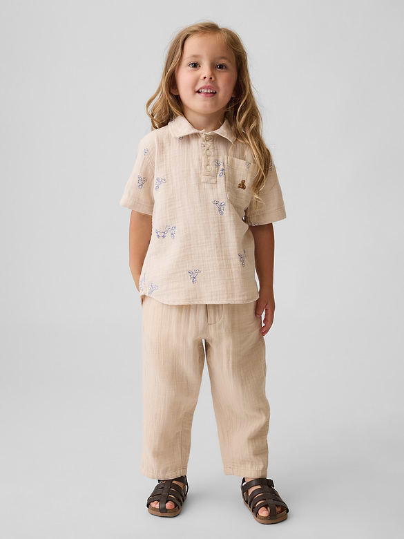 Baby & Toddler Cotton Gauze Pull-On Barrel Pants