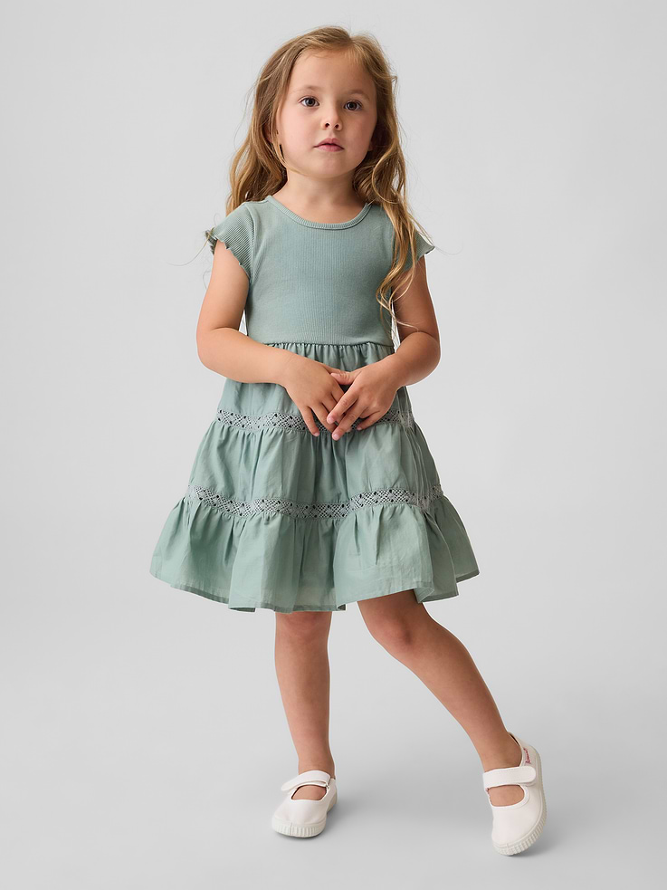 Image number 1 showing, Baby & Toddler Tiered Lace-Trim Dress