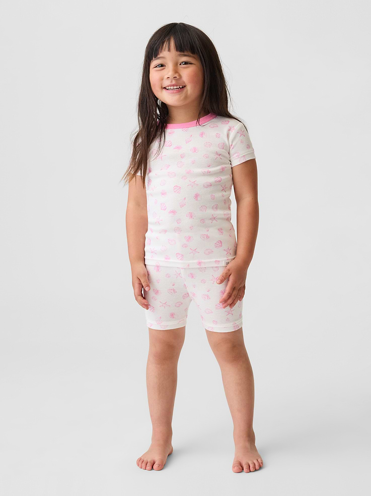 Image number 1 showing, Baby & Toddler Organic Brushed Cotton Seashell PJ Short Set