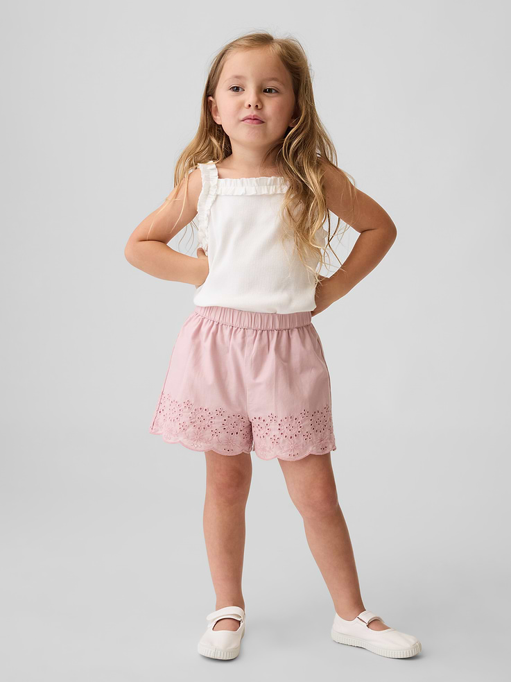 Image number 1 showing, Baby & Toddler Eyelet Hem Pull-On Shorts
