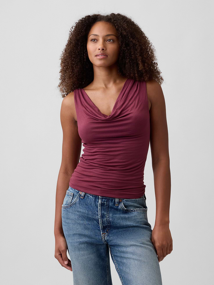 Image number 1 showing, Sleeveless Cowl-Neck Top