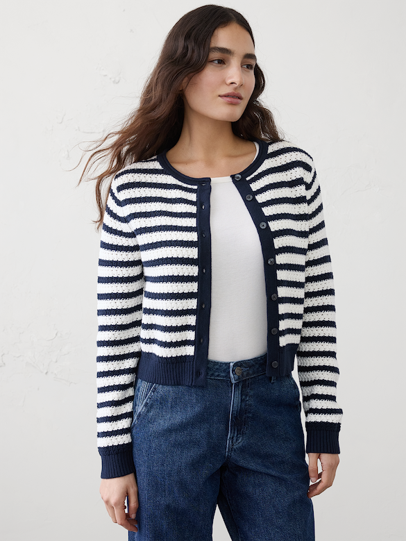 Cotton Crochet Cropped Cardigan