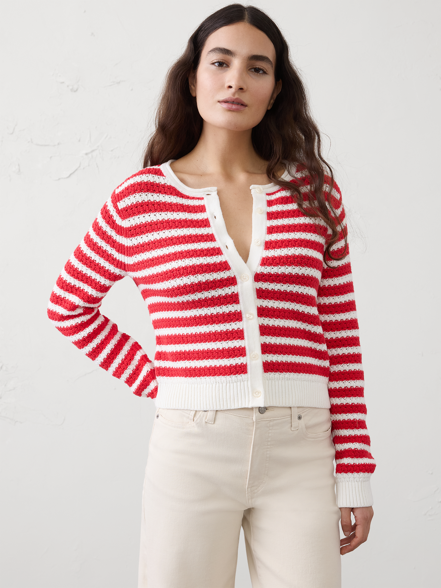 Image number 1 showing, Cotton Crochet Cropped Cardigan