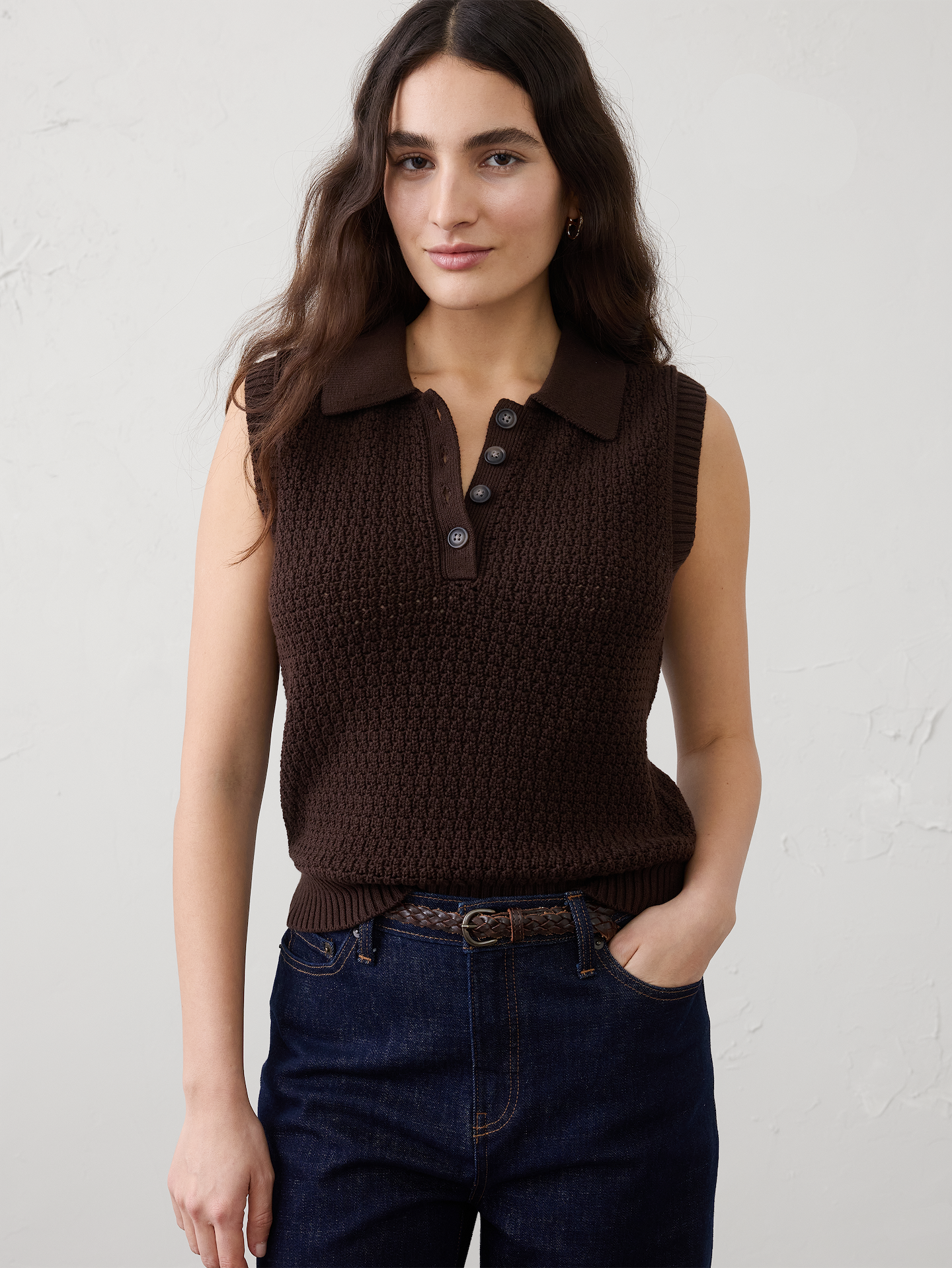 Image number 3 showing, Cotton Crochet Sweater Polo