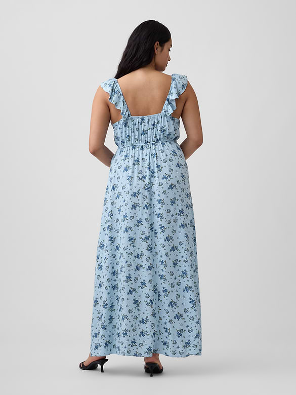 Ruffle V-Neck Maxi Dress