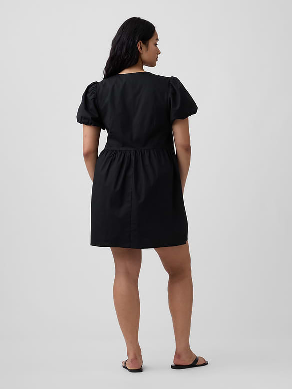 Puff Sleeve Tie-Front Mini Dress