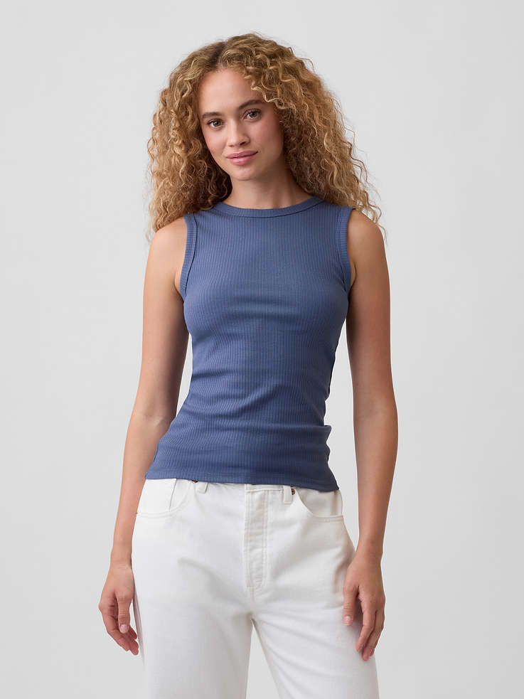Image 1 of 5, Soft ribbed knit., Tank straps., Crewneck., Select styles have allover stripes., Product #1172512