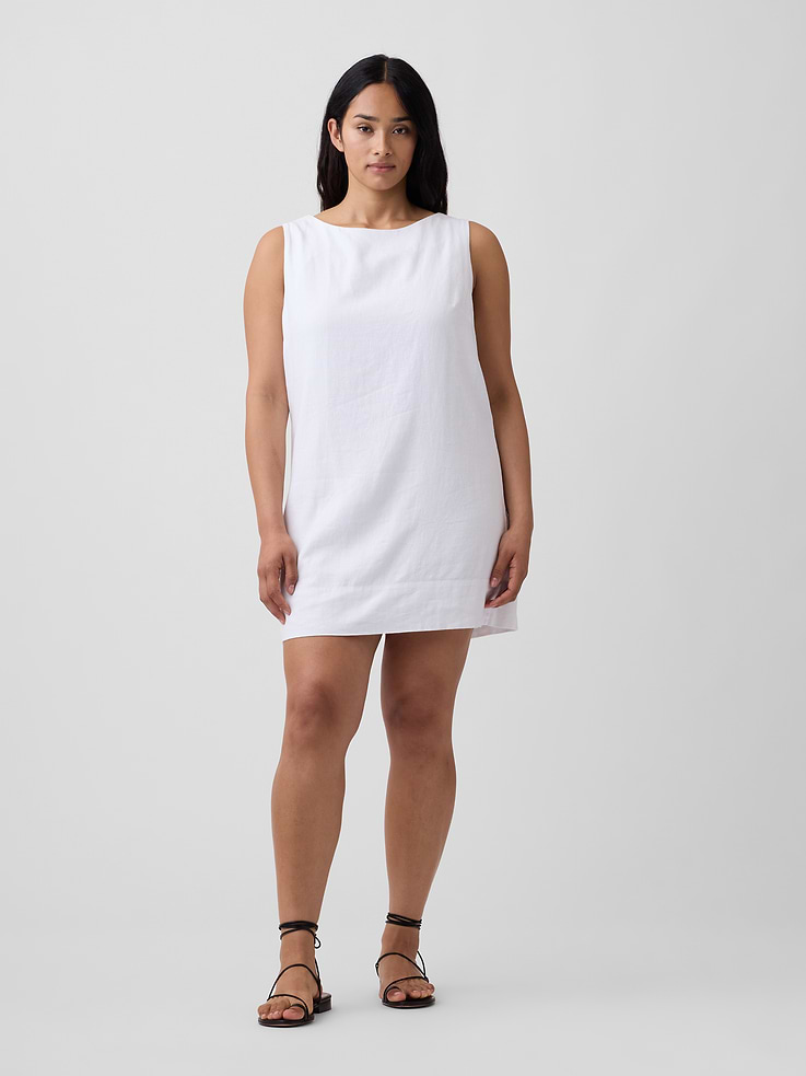 Image number 4 showing, Linen-Blend Apron Mini Dress
