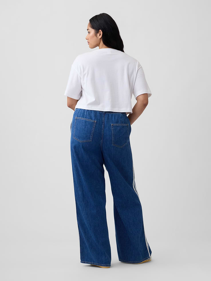Image 6 of 7, Mid Rise Soft Pull-On Wide-Leg Jeans
